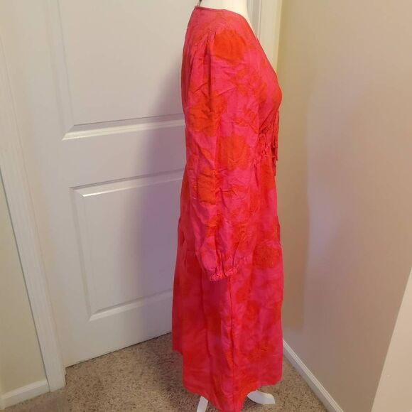 NWT Kate Spade xTarget Pink and Red Floral Midi Boho Linen Blend Dress. Size XS - Picture 6 of 11